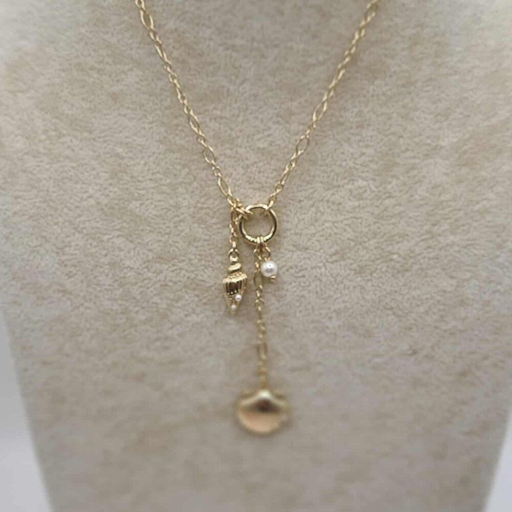 J Crew Gold Factory Tone Shell Necklace NWT!  NEW! - Picture 3 of 12